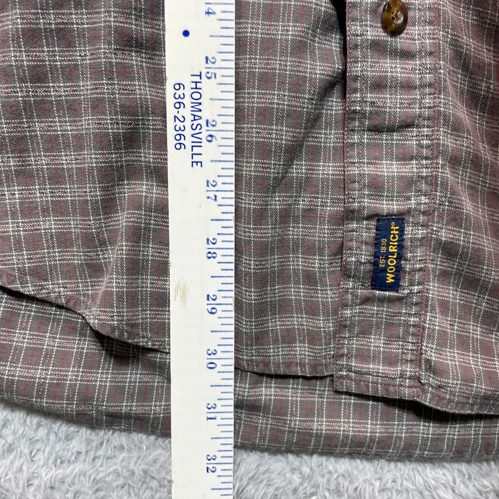 Woolrich Mens Large Plaid Button Down Shirt Grey Red Long Sleeve Outdoor L - Picture 5 of 7